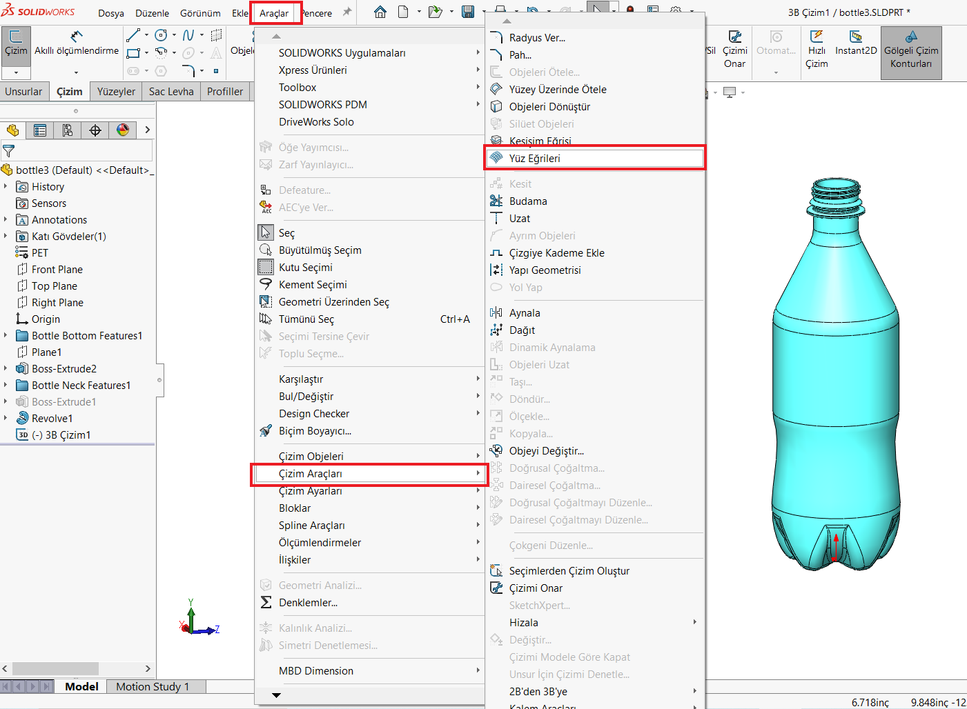 SOLIDWORKS Yüzey Eğrileri (2)