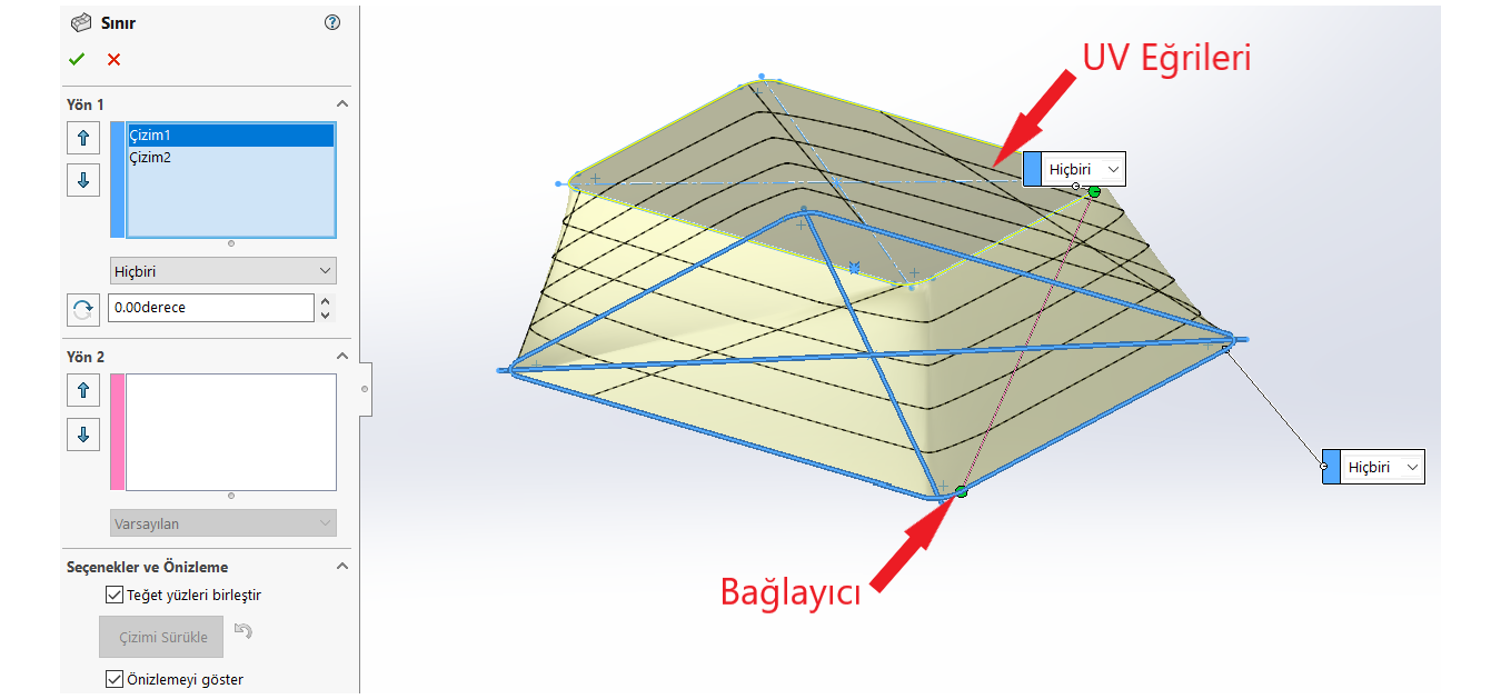 SOLIDWORKS Yüzey Eğrileri nasıl yapılır