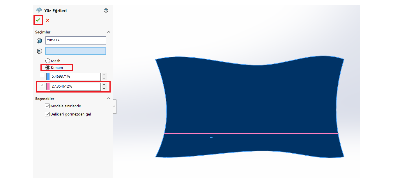 SOLIDWORKS Yüzey Eğrileri olusturma